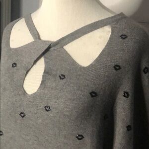 Molly Bracken Gray sweater with Lips S/M